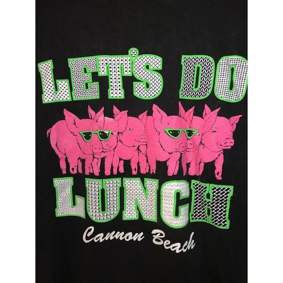 Vintage Cannon Beach Oregon Pig Pigs Men's Size XL USA Single Stitch T Shirt - Picture 2 of 5